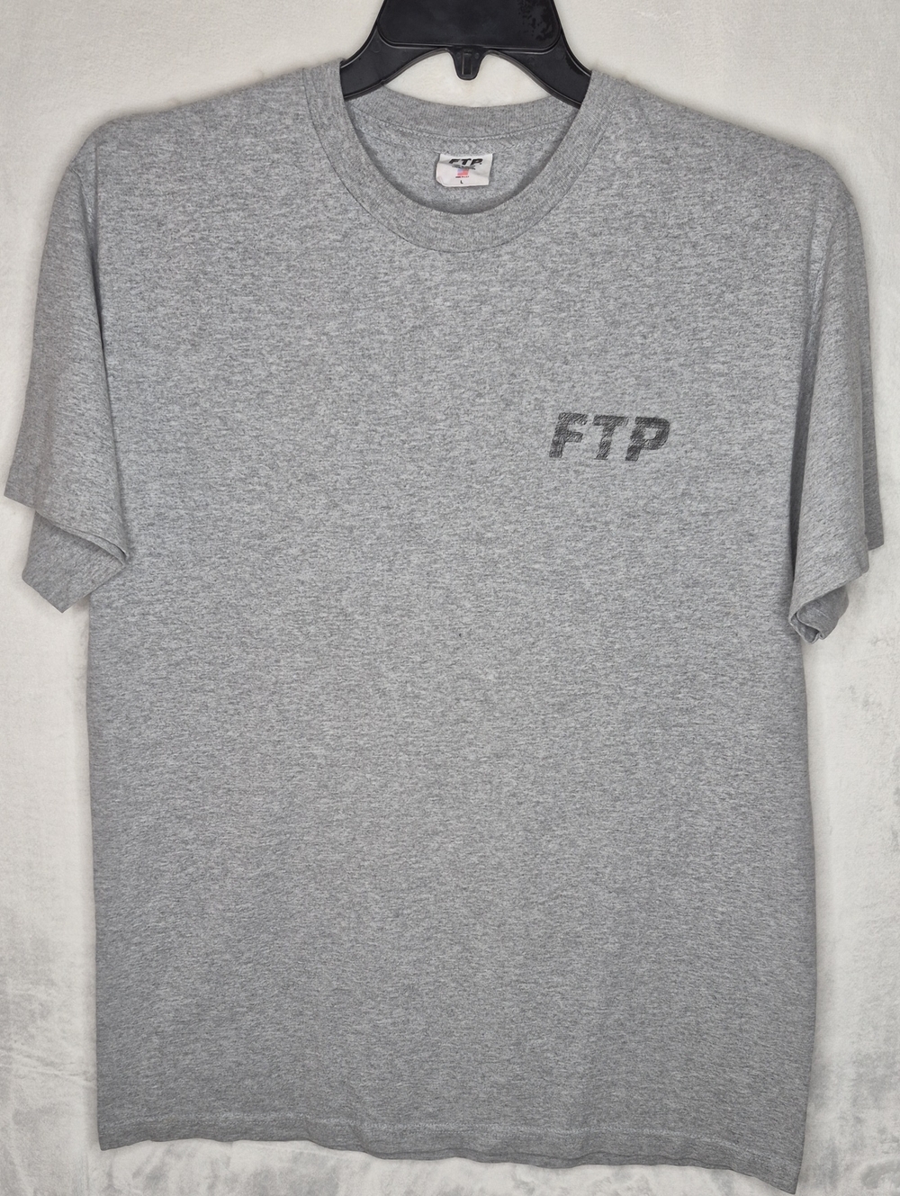 Vintage FTP Fuckthepopulation Heather Gray Graphic Logo T-Shirt Size Large